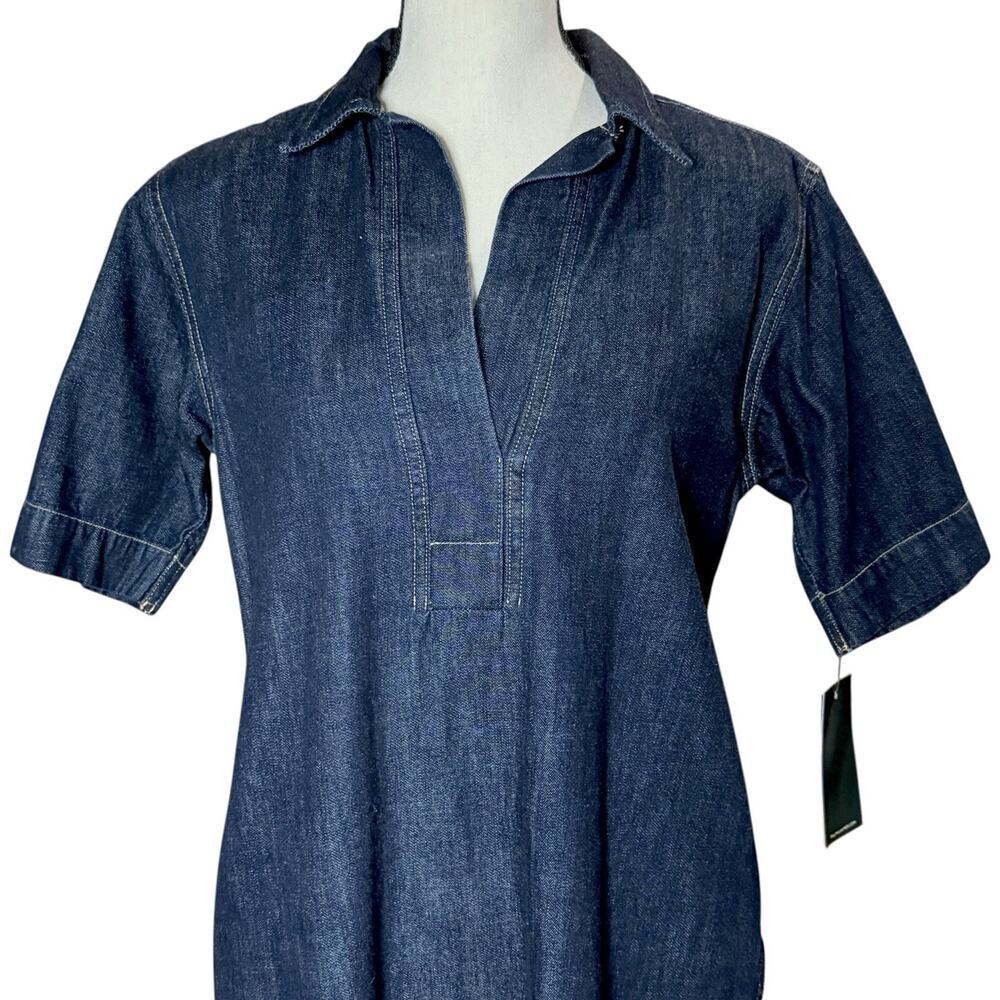 Lauren Ralph Lauren Denim Shift Johnny Collar Short Sleeve Shirt Dress Petite PM - Picture 3 of 15